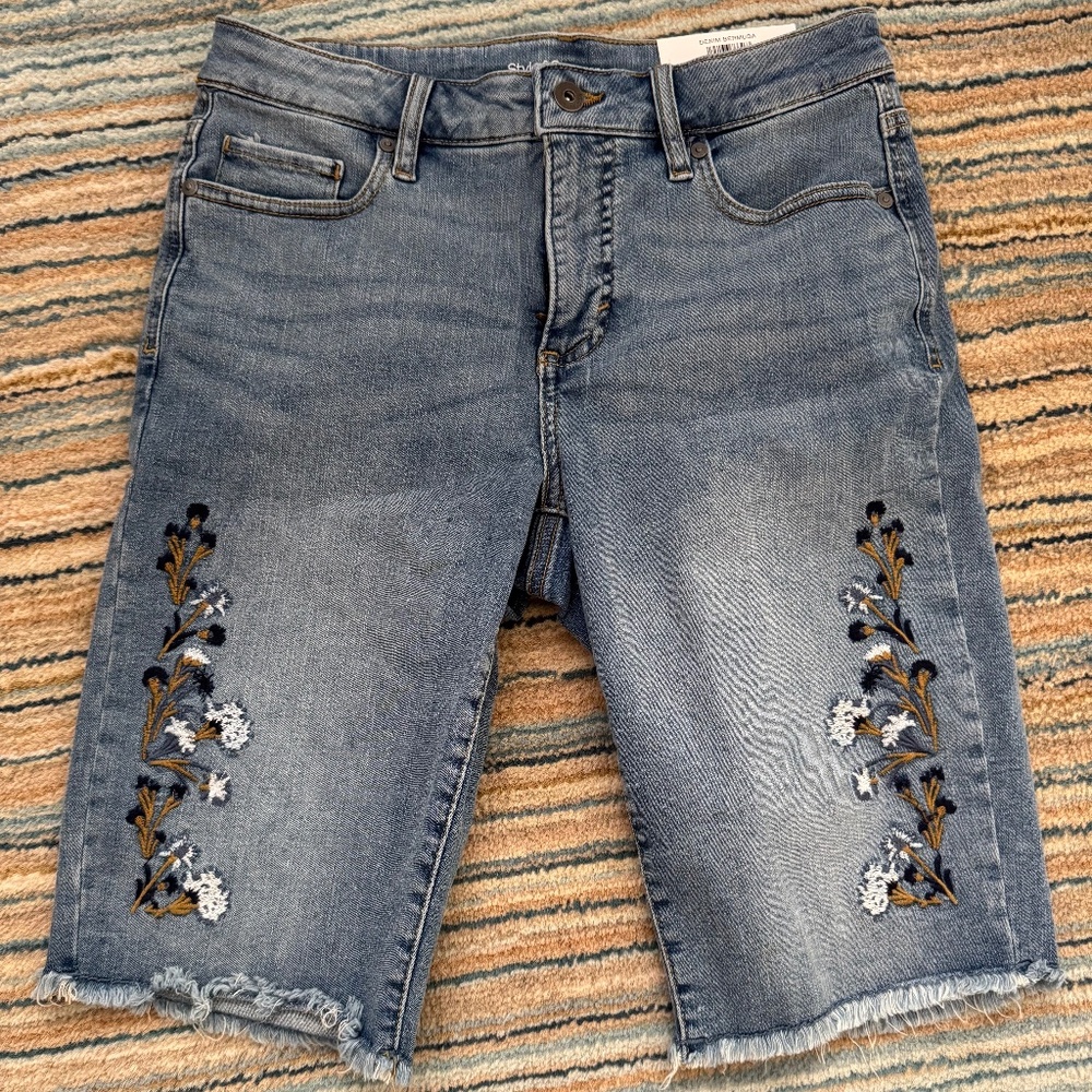 Embroidered Denim Shorts - NEW